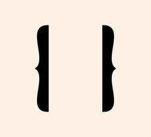 Curly braces punctuation mark black icon. Vintage brackets symbol for typing or typography. Ornament and vector eps isolated elegant design element concept for messages and quotes
