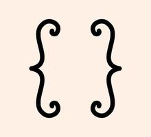 Curly braces punctuation mark black icon. Vintage drawing brackets symbol for typing or typography. Ornament and vector eps isolated design element concept for messages and quotes