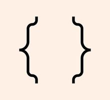 Curly braces punctuation mark black figure icon. Vintage brackets symbol for typing or typography. Ornament and vector eps isolated design element concept for messages and quotes