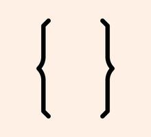 Curly braces punctuation mark black icon. Linear brackets symbol for typing or typography. Ornament and vector eps isolated design element concept for messages and quotes
