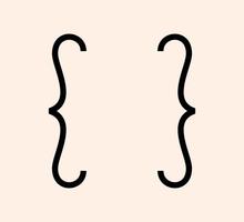 Curly braces punctuation mark black icon. Vintage brackets symbol for typing or typography. Ornament art vector eps isolated design element concept for messages and quotes