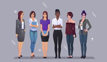 colección de personajes de mujeres de negocios con ropa moderna en un diseño elegante vector