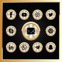 Gold Social Media Icons Button Design