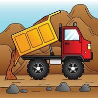 Dump Truck Cartoon Colored Vehicle Illustration vector