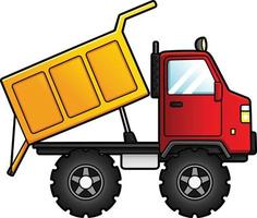 Dump Truck Cartoon Clipart Colored Illustration vector