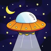UFO Cartoon Colored Vehicle Illustration vector