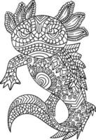 Axolotl Mandala Coloring Pages for Adults vector