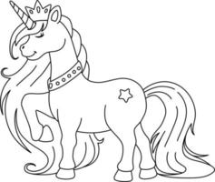 Unicorn Princess Coloring Page Isolated for Kids vector