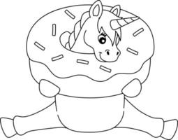 unicornio sentado atrapado en un donut aislado vector