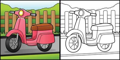 Scooter Coloring Page Vehicle Illustration vector