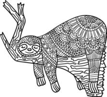 Sleeping Sloth On A Branch Mandala Coloring Pages vector