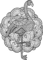 Flamingo Mandala Coloring Pages for Adults vector