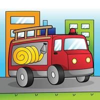 ilustración de vehículo de color de dibujos animados de camión de bomberos vector