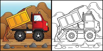 Dump Truck Coloring Page Vehicle Illustration vector