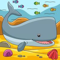 Sperm Whale Cartoon Vector Colored Illustration