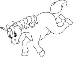 página para colorear de unicornio cayendo aislada para niños vector