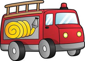 Fire Truck Cartoon Clipart Colored Illustration vector