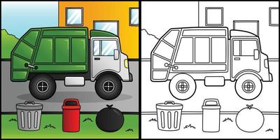 Garbage Truck Coloring Page Vehicle Illustration