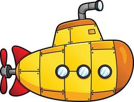 Submarine Cartoon Clipart Colored Illustration vector