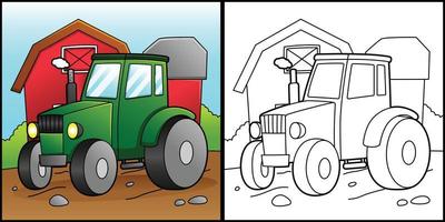 tractor para colorear página vehículo ilustración vector