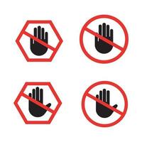 Do not touch hand icon. Isolated lined logotype design element. User manual standard symbol. Crossed palm pictogram. vector