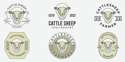 conjunto de insignia de logotipo de oveja, conjunto vectorial de etiquetas de cordero premium, insignias y elementos de diseño vector