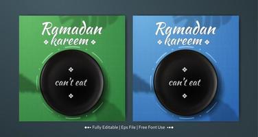 Ramadan kareem with empty plate square banner template collection vector