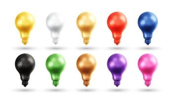 Realistic light bulb set 3d vector illustration