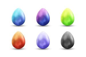 Realistic colorful eggs set 3d vector illustration