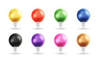 Realistic light bulb set 3d vector illustration