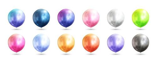 Ilustración de vector 3d de globos de colores realistas