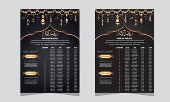 Islamic Ramadan time table Vector illustration