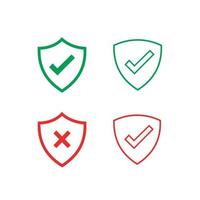 Shield icon. Shield with a checkmark in the middle Protection icon concept vector