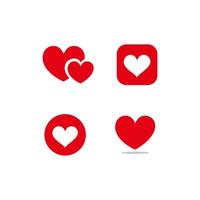 Set of Heart icon vector illustration template. Heart icon design collection. Love vector design isolated on white background. Love vector icon flat design for website, symbol, logo, sign, app, UI.