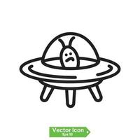 ufo flying spaceship icon vector