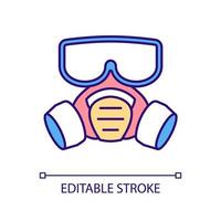 Respirator mask RGB color icon. Protect against airborne particulates. Safety mask for harmful gases protection. Isolated vector illustration. Simple filled line drawing. Editable stroke