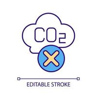 Reduce carbon emissions RGB color icon. Emitting greenhouse gases prevention. Avoiding carbon dioxide footprint. Isolated vector illustration. Simple filled line drawing. Editable stroke