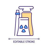 Nuclear energy factory RGB color icon. Steam production. Splitting atoms and releasing power. Nuclear reactors. Isolated vector illustration. Simple filled line drawing. Editable stroke