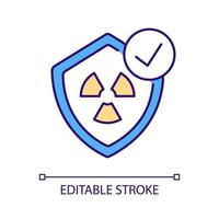 Nuclear energy safety RGB color icon. Reliable power source. Low accidents risk in plants. Affordable and secure source. Isolated vector illustration. Simple filled line drawing. Editable stroke