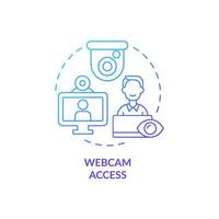 Webcam access blue gradient concept icon. Surveillance in workplace. Tracking office staff. Employee monitoring abstract idea thin line illustration. Vector isolated outline color drawing