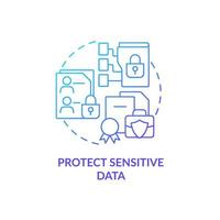 Protect sensitive data blue gradient concept icon. Ensure safety of work information. Employee monitoring abstract idea thin line illustration. Vector isolated outline color drawing
