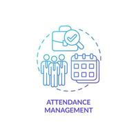 Attendance management blue gradient concept icon. Tracking discipline at work. Control productivity. Employee monitoring abstract idea thin line illustration. Vector isolated outline color drawing