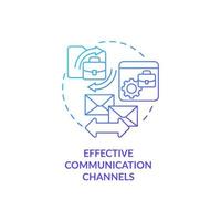 Effective communication channels blue gradient concept icon. Interaction in work team. Employee monitoring abstract idea thin line illustration. Vector isolated outline color drawing