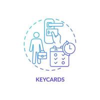 Keycards blue gradient concept icon. Sensor reader on office door. Workplace security. Employee monitoring abstract idea thin line illustration. Vector isolated outline color drawing