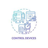 Control devices blue gradient concept icon. Surveillance to track work software performance. Employee monitoring abstract idea thin line illustration. Vector isolated outline color drawing