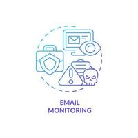 Email monitoring blue gradient concept icon. Tracking messages for work safety control. Employee monitoring abstract idea thin line illustration. Vector isolated outline color drawing