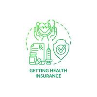 Getting health insurance green gradient concept icon. Things to consider when moving abstract idea thin line illustration. Medical protection. Medicare. Vector isolated outline color drawing