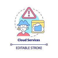 Cloud services concept icon. Source of piracy abstract idea thin line illustration. Downloading and distributing pirated contents. Vector isolated outline color drawing. Editable stroke