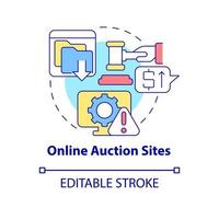 Online auction sites concept icon. Source of piracy abstract idea thin line illustration. Selling counterfeit and pirated programs. Vector isolated outline color drawing. Editable stroke