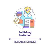 Publishing protection concept icon. Content to protect from piracy abstract idea thin line illustration. Preventing book copies distribution. Vector isolated outline color drawing. Editable stroke